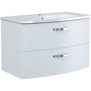 Ensemble Meuble de salle de bain 2 tiroirs + Vasque - Blanc - L 80,5 x