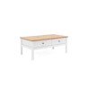 Table basse - Rectangulaire - Décor chene naturel et blanc - Style campagne - Avec rangement - L 100 x P 55 x H 40 cm - BERGEN