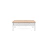 Table basse - Rectangulaire - Décor chene naturel et blanc - Style campagne - Avec rangement - L 100 x P 55 x H 40 cm - BERGEN