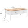 Table basse - Rectangulaire - Décor chene naturel et blanc - Style campagne - Avec rangement - L 100 x P 55 x H 40 cm - BERGEN