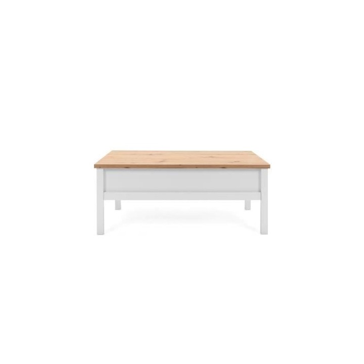 Table basse - Rectangulaire - Décor chene naturel et blanc - Style ca