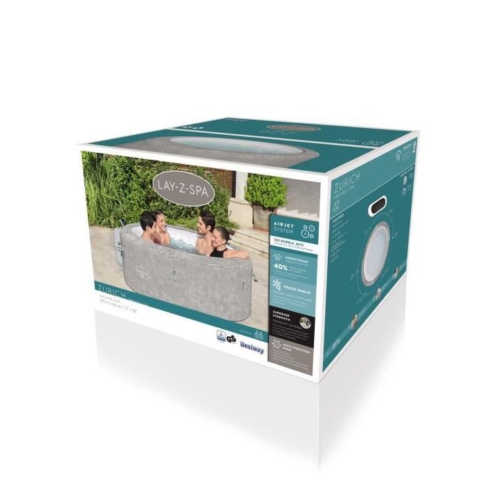 Spa gonflable BESTWAY - Lay-Z-Spa Zurich - 180 x 66 cm - 2 a 4 places