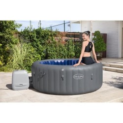 Spa gonflable BESTWAY - Lay-Z-Spa Santorini - 5 a 7 places -Rond (Livré avec 5 appuie-tete rembourrés + 2 LED a eau ColorJet)