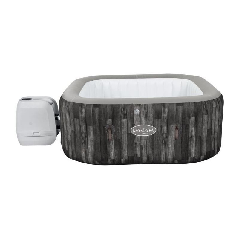 Spa gonflable BESTWAY Lay-Z-Spa Majorca - 180 x 180 x 71 cm - 4 a 6 places - Carré (Avec couverture, pompe, cartouche et diffus