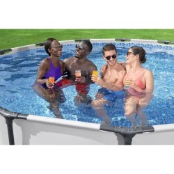 Kit Piscine hors sol tubulaire BESTWAY Steel Pro Max - 396 x 122 cm - Ronde (Livrée avec pompe de filtration, échelle + bâche