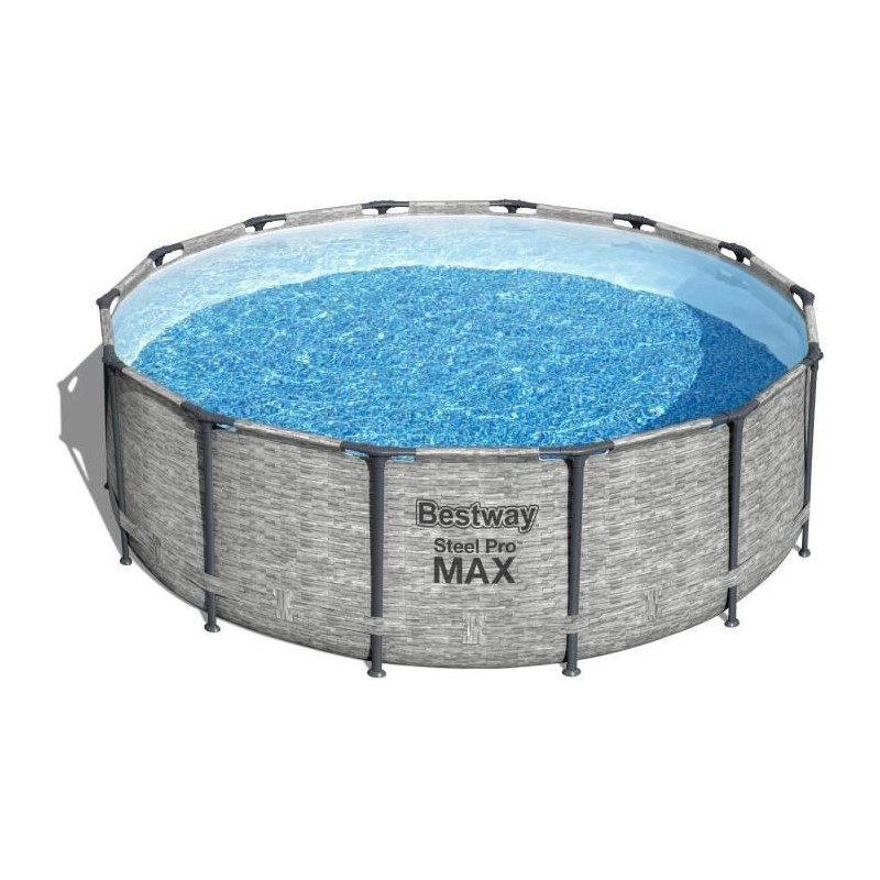 Kit Piscine hors sol tubulaire BESTWAY Steel Pro Max™ - 427 x 122 cm - Ronde (Livrée avec pompe de filtration, échelle + bâ