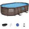 Kit Piscine hors sol tubulaire BESTWAY - Power Steel™ - 488 x 305 x 107 cm - Ovale (Avec filtre a sable, échelle, bâche, dif