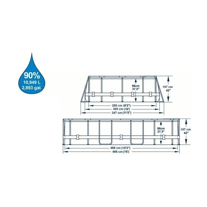 Kit Piscine hors sol tubulaire BESTWAY - Power Steel™ - 488 x 305 x