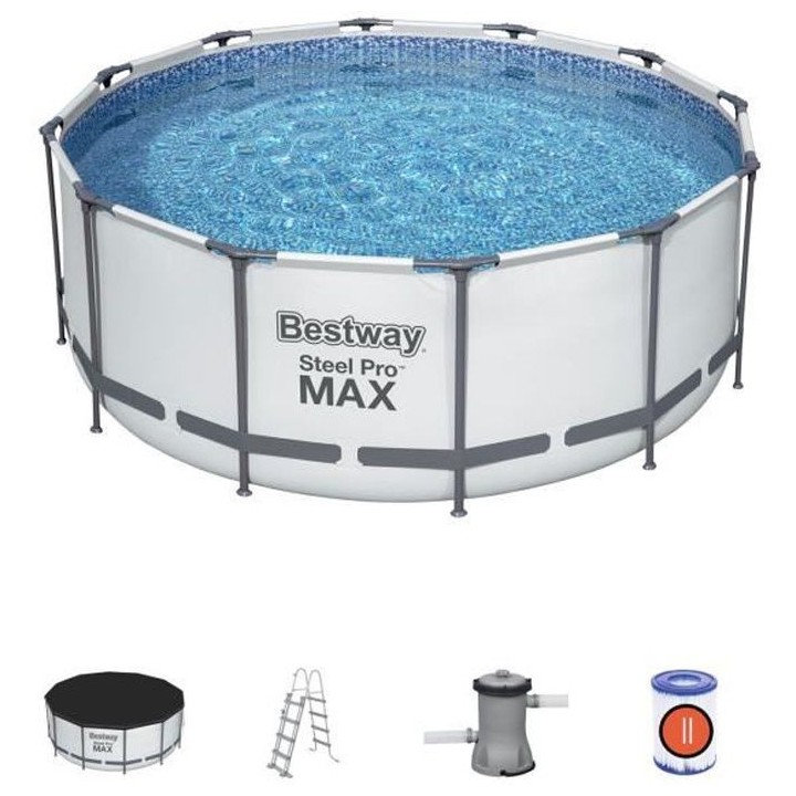 Kit Piscine hors sol tubulaire BESTWAY Steel Pro Max - 366 x 122 cm -