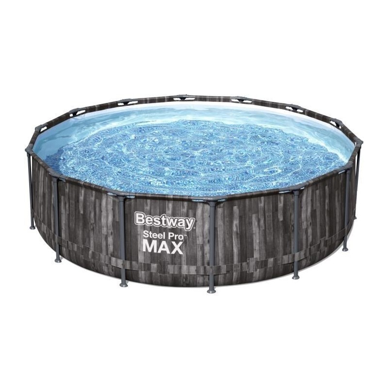 Kit Piscine hors sol tubulaire BESTWAY Steel Pro Max™ - 427 x 107 cm - Ronde (Livrée avec pompe de filtration, échelle)