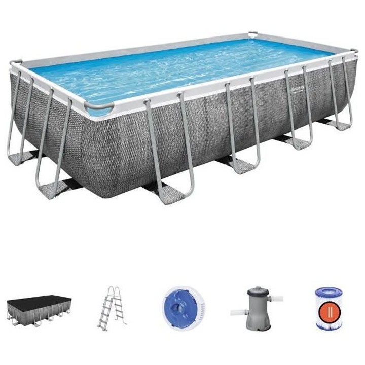 Kit Piscine hors sol tubulaire BESTWAY Power Steel™- 488 x 244 x 122