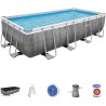 Kit Piscine hors sol tubulaire BESTWAY Power Steel™- 488 x 244 x 122 cm - Rectangulaire (Avec échelle, bâche, épurateur a c