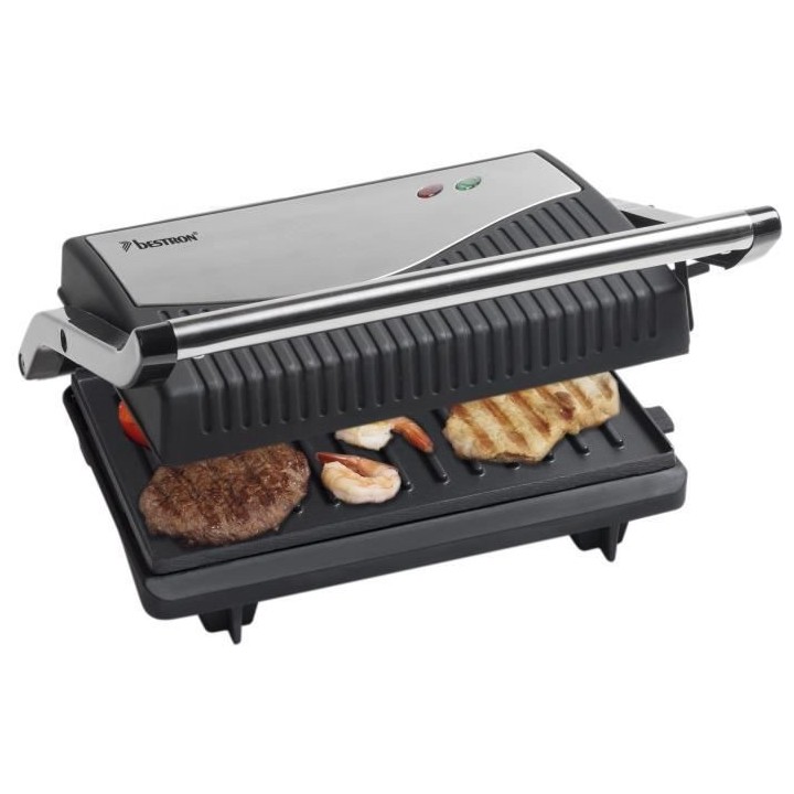 Bestron Gril a panini 750 W Argenté et noir Acier inoxydable APG150