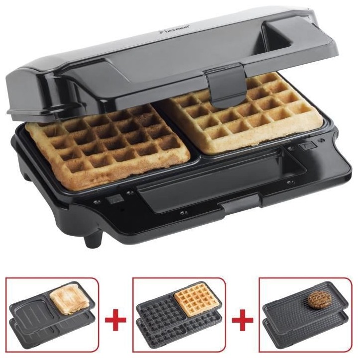 Bestron Gril de contact 3-en-1 900 W Acier inoxydable Noir ASG90XXL