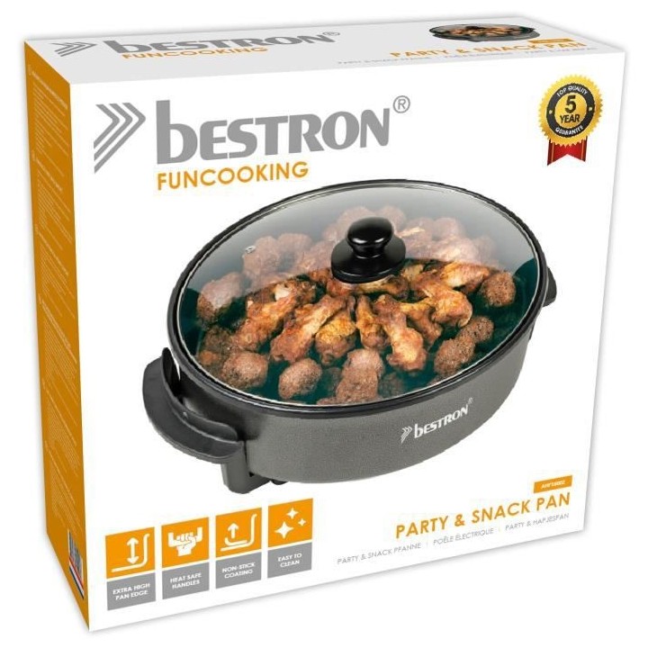 Bestron Poele électrique multifonctions antiadhésive, 1500 W, Noir