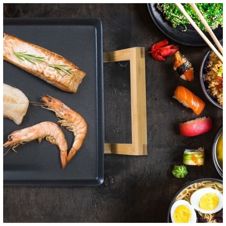 Bestron Gril de table plancha Asia Lounge ABP604BB Bambou XXL 90x23 cm