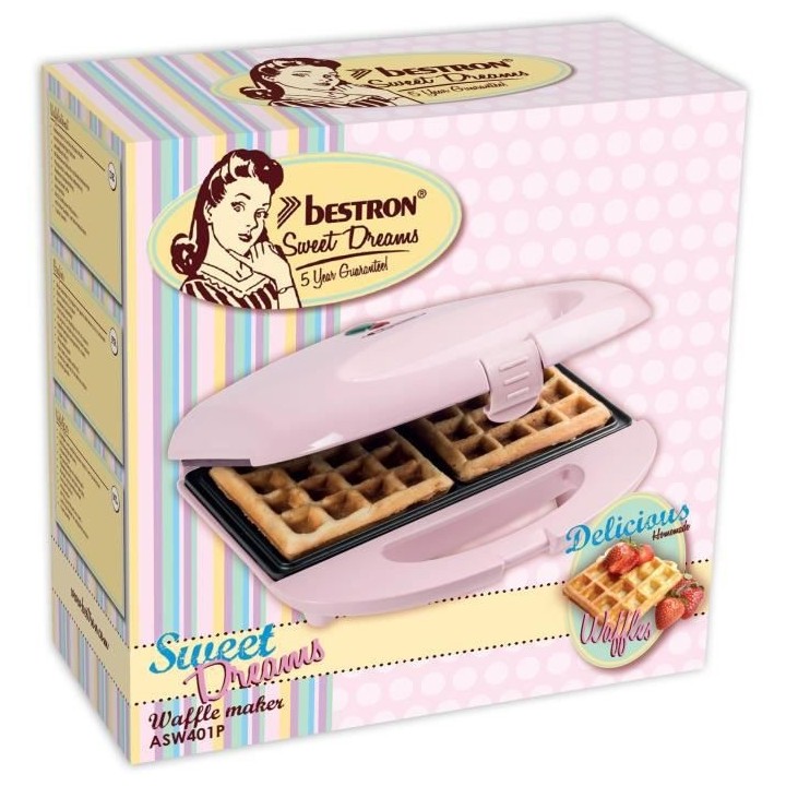 BESTRON ASW401P - Gaufrier au design rétro pour des gaufres de Bruxel