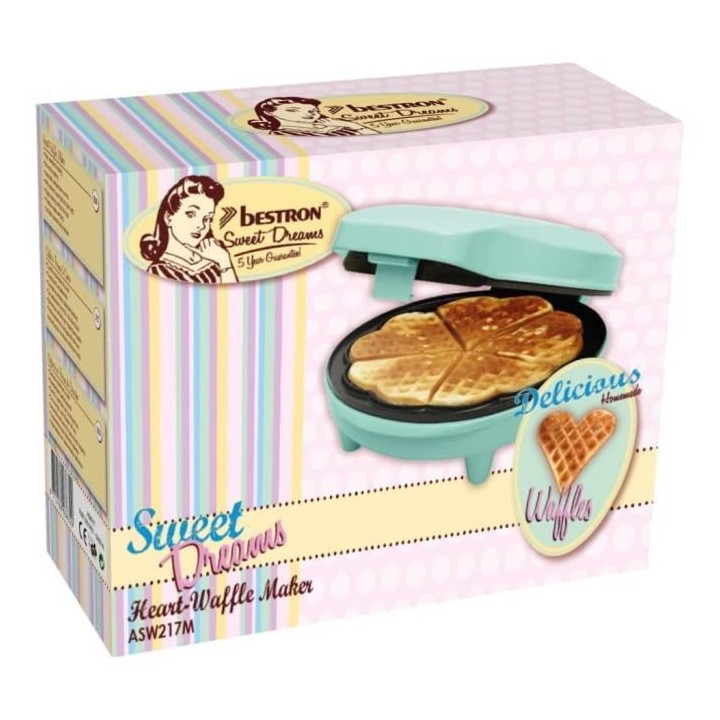Bestron Gaufrier pour gaufres classiques en forme de coeur, Gaufrier a