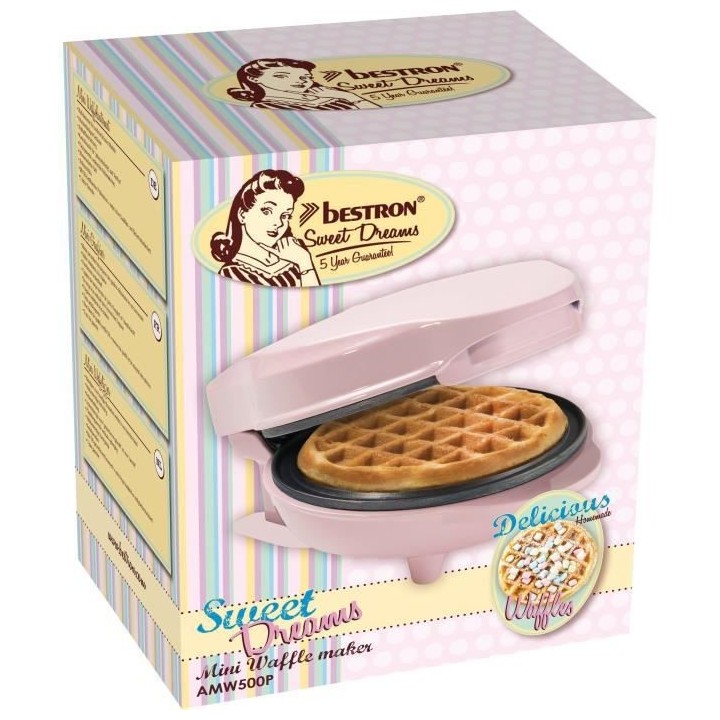 Bestron Mini gaufrier pour gaufres classiques, Petit gaufrier avec rev