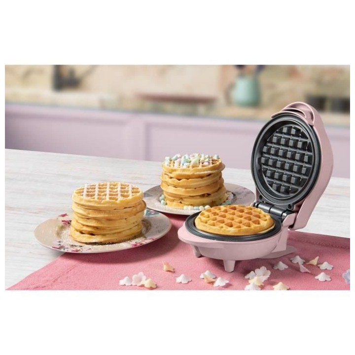 Bestron Mini gaufrier pour gaufres classiques, Petit gaufrier avec rev
