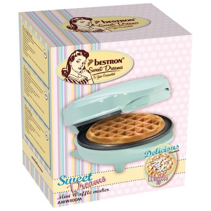Bestron Mini gaufrier pour gaufres classiques, Petit gaufrier avec rev