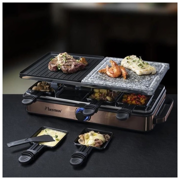 Bestron Appareil a raclette-grill Raclette électrique jusqu'a 8 perso