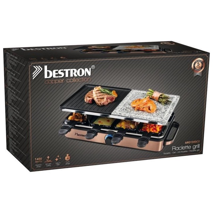 Bestron Appareil a raclette-grill Raclette électrique jusqu'a 8 perso