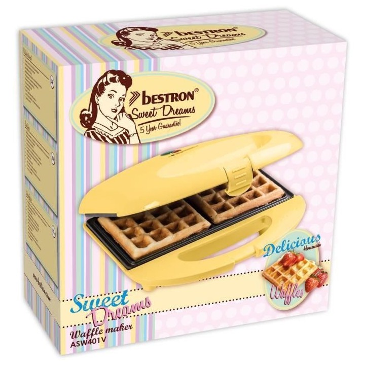 Bestron Gaufrier au design rétro pour des gaufres de Bruxelles, Sweet