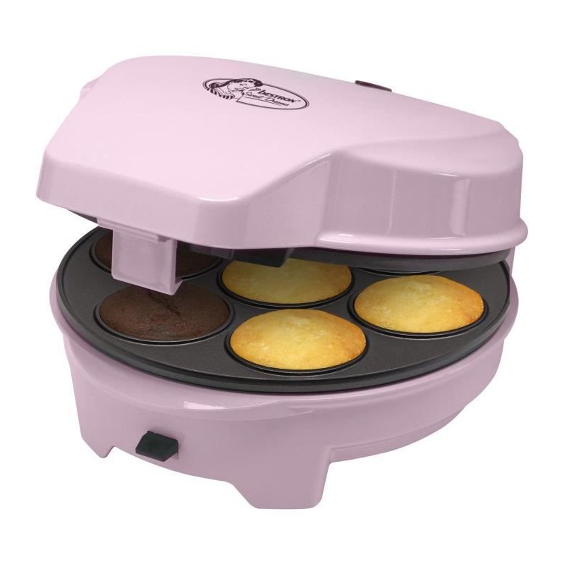 Bestron Machine a cake 3 en 1 au design rétro, Avec 3 plaques de cuisson interchangeables, 700 Watts, Couleur: rose