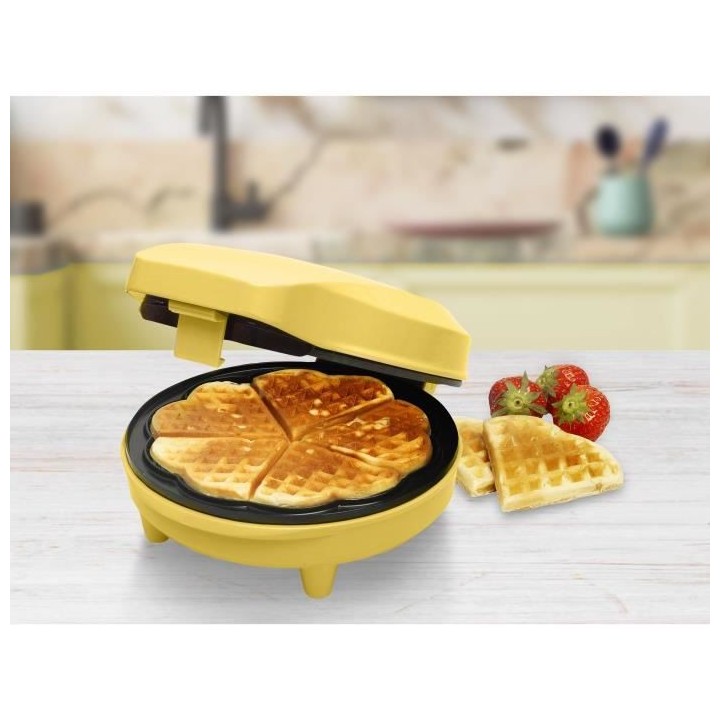 Bestron Gaufrier pour gaufres classiques en forme de coeur, Gaufrier a