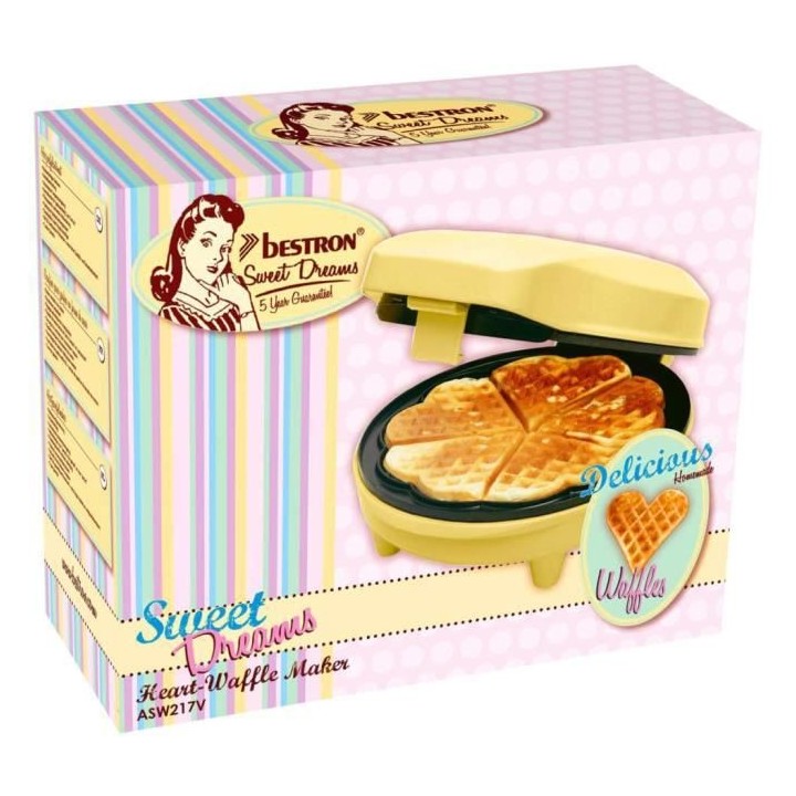 Bestron Gaufrier pour gaufres classiques en forme de coeur, Gaufrier a