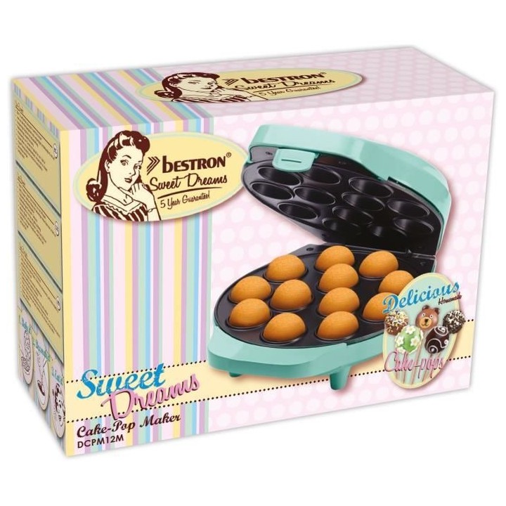 Bestron Appareil a cake pop au design rétro, Inclut un support a cake