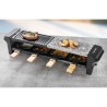 Bestron Appareil a raclette pour 4 personnes, barbecue de table électrique avec 4 poelons, 4 spatules en bois et 4 soucoupes, N