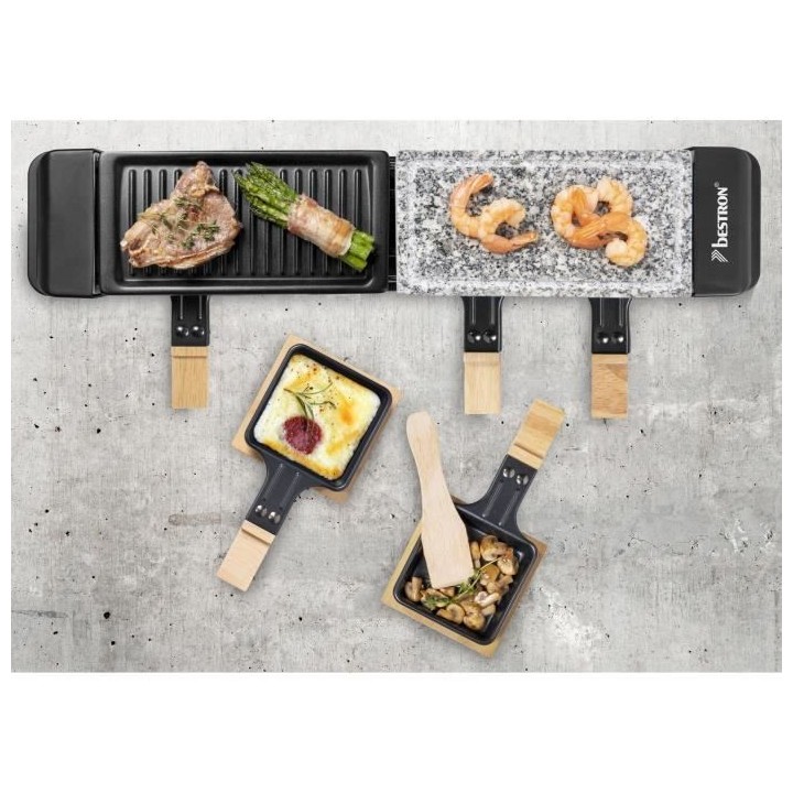 Bestron Appareil a raclette pour 4 personnes, barbecue de table élect