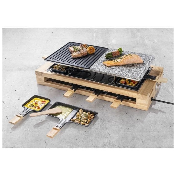 Bestron Appareil a raclette électrique jusqu'a 8 personnes avec pierr