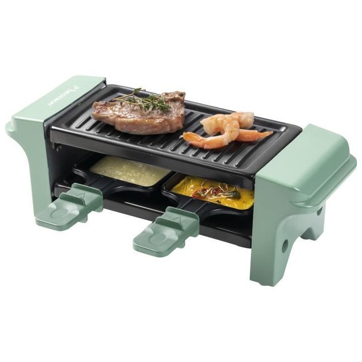 Bestron Appareil a raclette, Mini Grill pour 1 a 2 personnes, avec 2 p