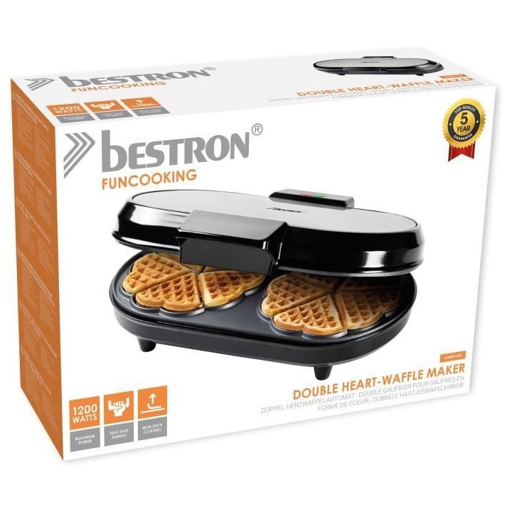 Bestron Gaufrier double pour gaufres classiques en forme de coeur, Gau