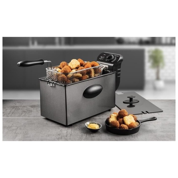 Bestron Friteuse a huile avec technologie zone froide, 3,5 litres, Ave