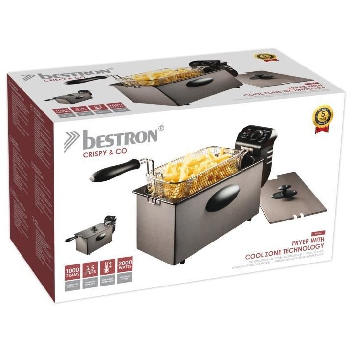 Bestron Friteuse a huile avec technologie zone froide, 3,5 litres, Ave