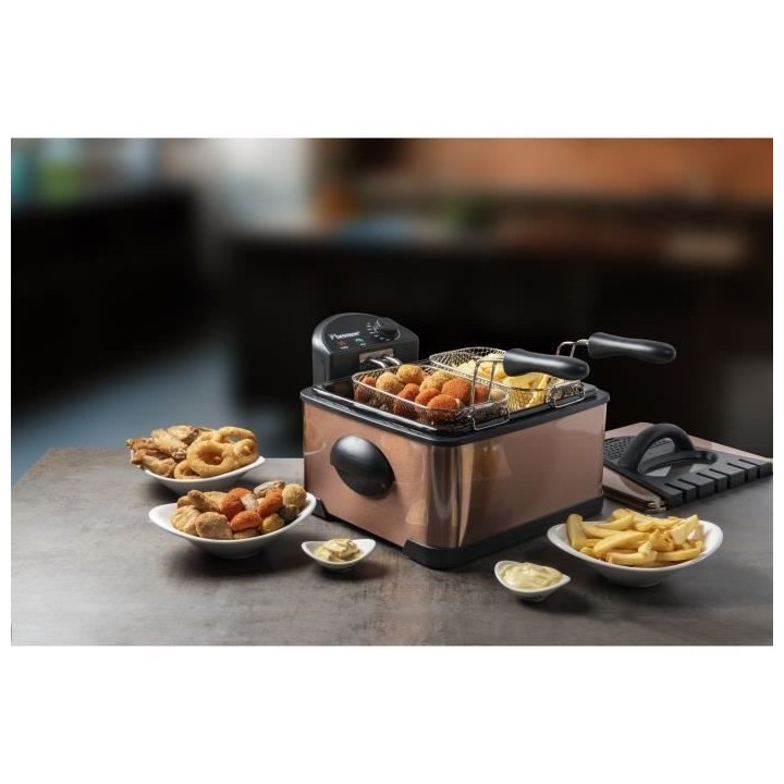 Bestron Friteuse a huile XL avec 3 paniers a friture, Inclut la techno
