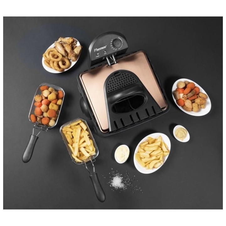 Bestron Friteuse a huile XL avec 3 paniers a friture, Inclut la techno