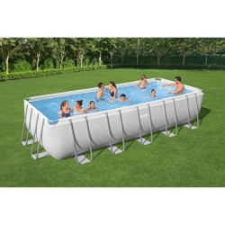 Kit Piscine hors sol tubulaire BESTWAY Power Steel™ - 640 x 274 x 132 cm - Rectangulaire (Filtre, échelle, diffuseur, bâche)