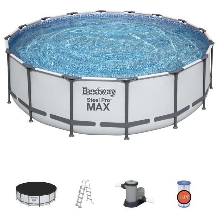 Kit Piscine hors sol tubulaire BESTWAY Steel Pro Max™ - 488 x 122 cm