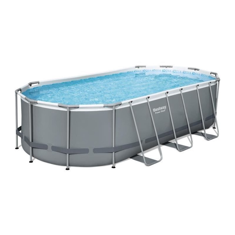 Kit Piscine hors sol tubulaire BESTWAY Power Steel™- 549 x 274 x 122 cm - Ovale (Avec filtre a cartouche, échelle, bâche, di