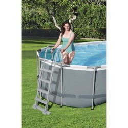 Kit Piscine hors sol tubulaire BESTWAY Power Steel™- 549 x 274 x 122 cm - Ovale (Avec filtre a cartouche, échelle, bâche, di