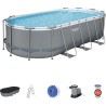 Kit Piscine hors sol tubulaire BESTWAY Power Steel™- 549 x 274 x 122 cm - Ovale (Avec filtre a cartouche, échelle, bâche, di