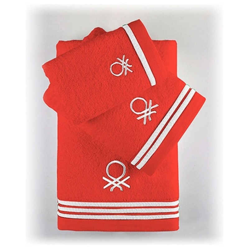 Ensemble de serviettes de toilette Benetton BE200 Rouge Coton (3 pcs)