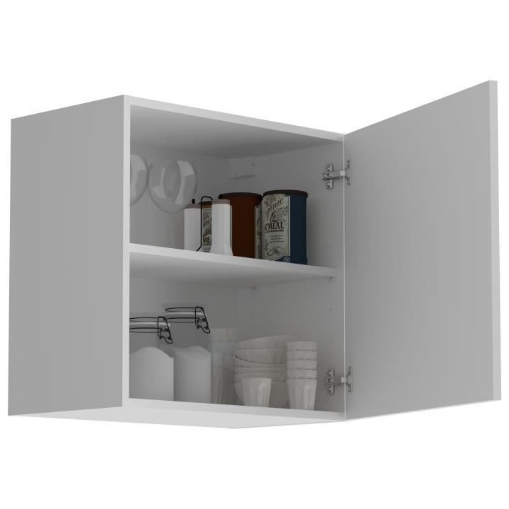 OSLO Meuble haut 1 porte - Blanc - L 60 x P 36 x H 58 cm
