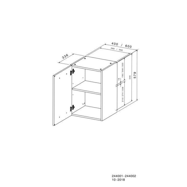 OSLO Meuble haut 1 porte - Blanc - L 60 x P 36 x H 58 cm
