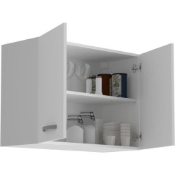 OSLO Meuble haut 2 portes - Blanc - L 80 x P 36 x H 58 cm